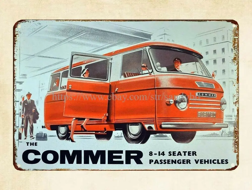 

Настенный декор 1956 Commer 8-14 местный пассажирский автомобиль металлический жестяной знак