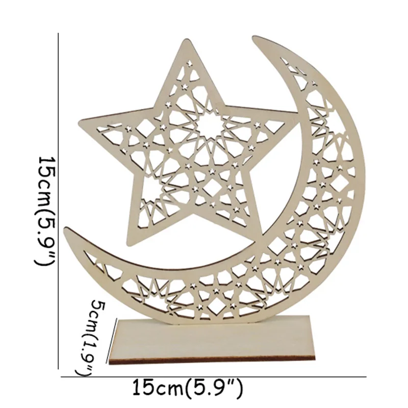Ramadan Eid Mubarak Home Decor: Wooden Table Stand, Moon Plaque, Hanging Pendant - Islam Muslim Event and Party Supplies image 3