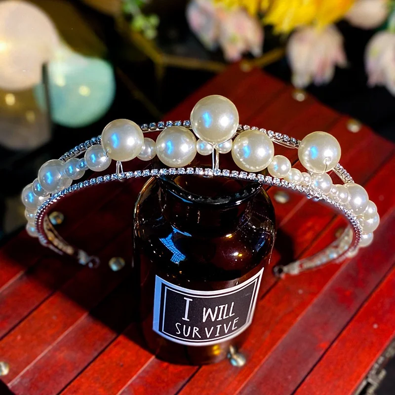 

Pearl Hair Crown Headbands For Women Headband Vintage Accessories Tiara Wedding Accessories Women Accesorios 2021 New
