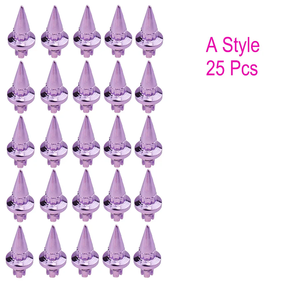 A Style 25pcs Purple 25 шт./компл. Фирменная Новинка Пластик Спайк ступицы колеса для автомобиля с заклепками для колесо крышка колесных дисков для губ на шурупе-болте шины автомобиля Тюнинг тюнинга LGMD001-JT& P - Название цвета: A Style 25pcs Purple