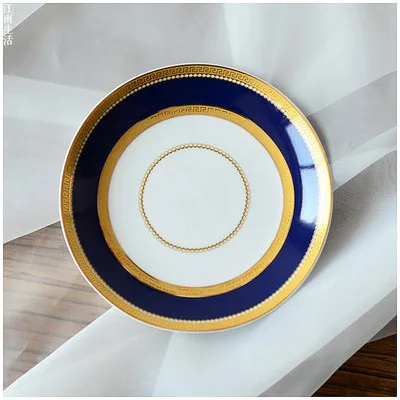 7inch plate Роскошный набор посуды для портретной посуды синего цвета, фарфоровая тарелка с вестерном, для домашнего свадебного украшения, подарки - Цвет: 7inch plate