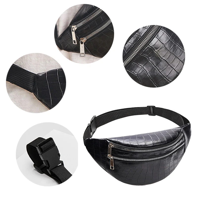 

Jin Mantang 2021 New Women's Waist Bag High Quality Crocodile Women PU Leather Bag Fanny Pack Message Bag Fanny Pack Message