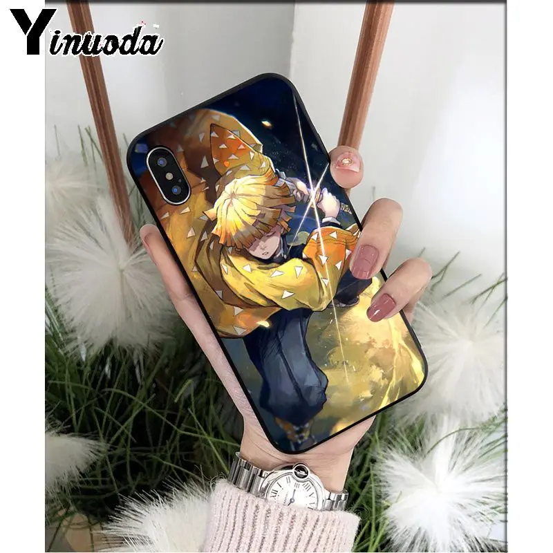 Yinuoda аниме Demon Slayer Kimetsu no Yaiba TPU мягкий черный чехол для телефона Apple iPhone 8 7 6 6S Plus X XS MAX 5 5S SE XR