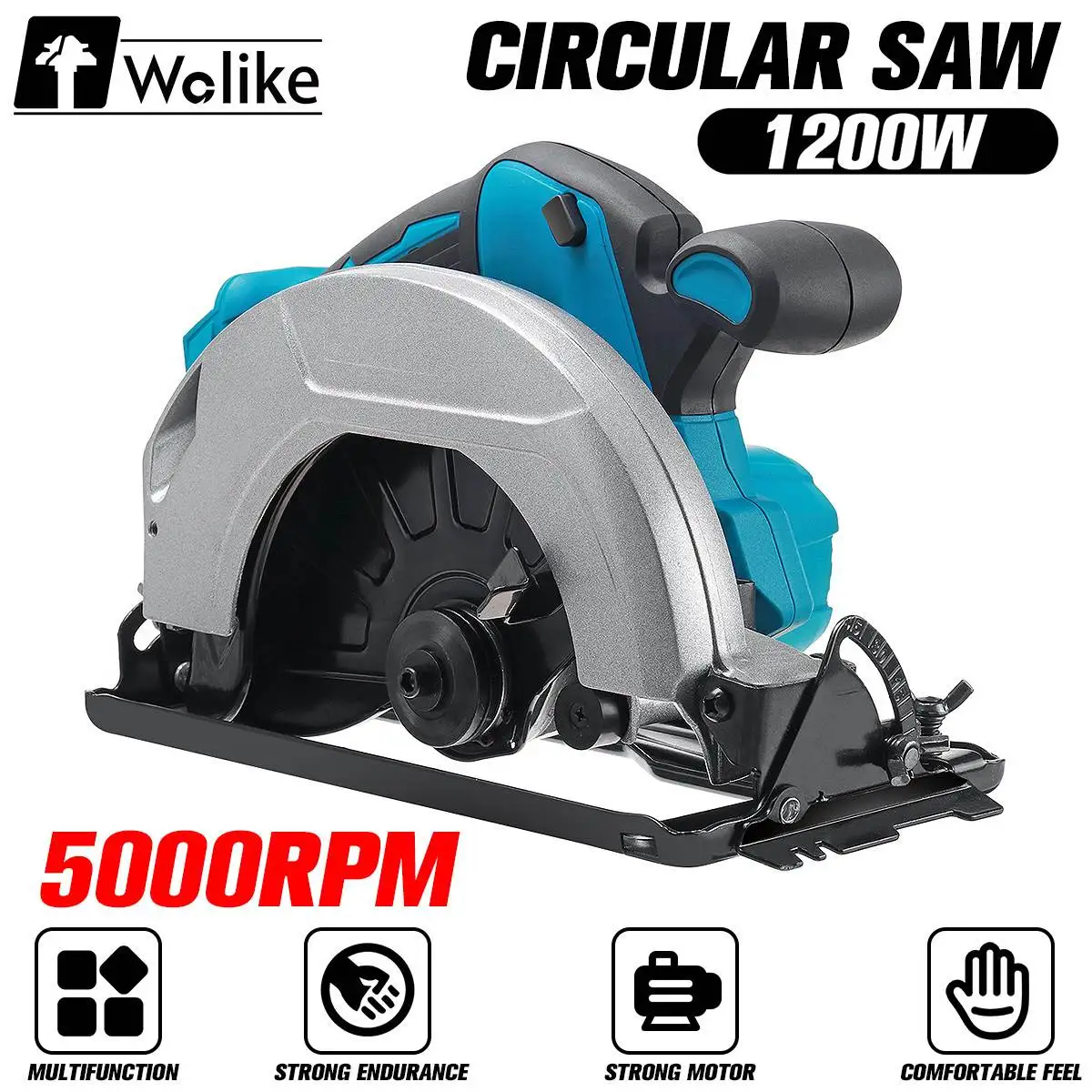 

Wolike 1200W 5000RPM Electric Circular Saw 185mm Power Tools Dust Passage Multifunction Cutting Machine For Makita 18V Battery