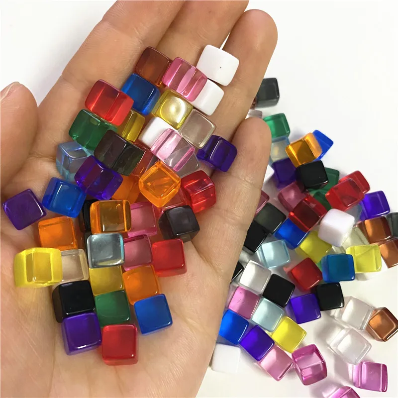 

100Pcs/set 8mm Acrylic Transparent Grey Square Corner Colorful Crystal Dice Chess Piece Right Angle Sieve Cube For Puzzle Game