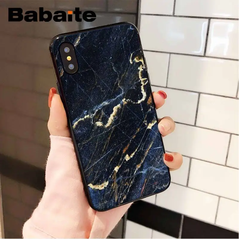 Babaite черный золотой мраморный ТПУ Черный чехол для телефона, чехол для iPhone 8 7 6 6S Plus X XS MAX 5 5S SE XR 11 11pro 11promax Shell