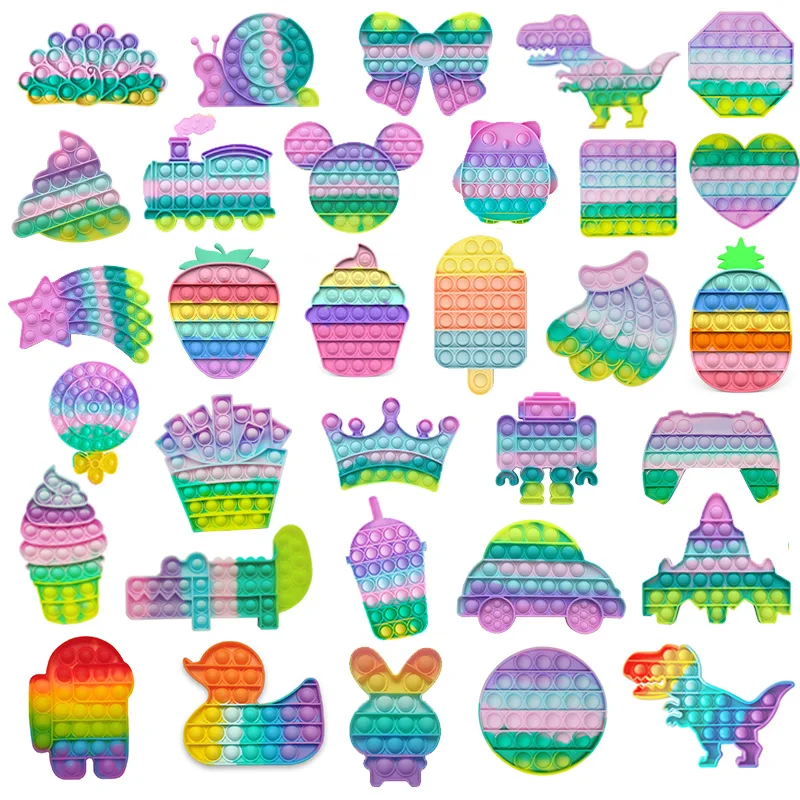 

Pop Fidget Push Bubble Reliver Stress Toy Rainbow Antistress Child Adult Sensory Toys To Relieve Autism Free Shipping Tie-Dye