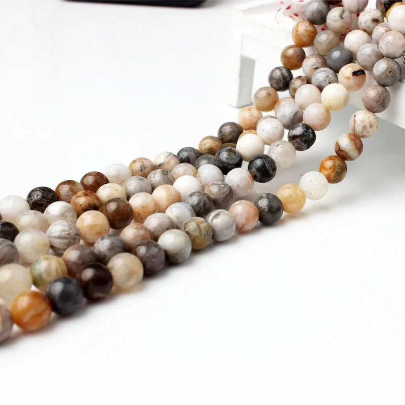 Crazy Agate LanLi 4 6 8 10 12 мм модные натуральные ювелирные изделия Красочные сумасшедшие Агаты камень свободные бусины DIY для мужчин и женщин браслет ожерелье сделать - Цвет: Crazy Agate