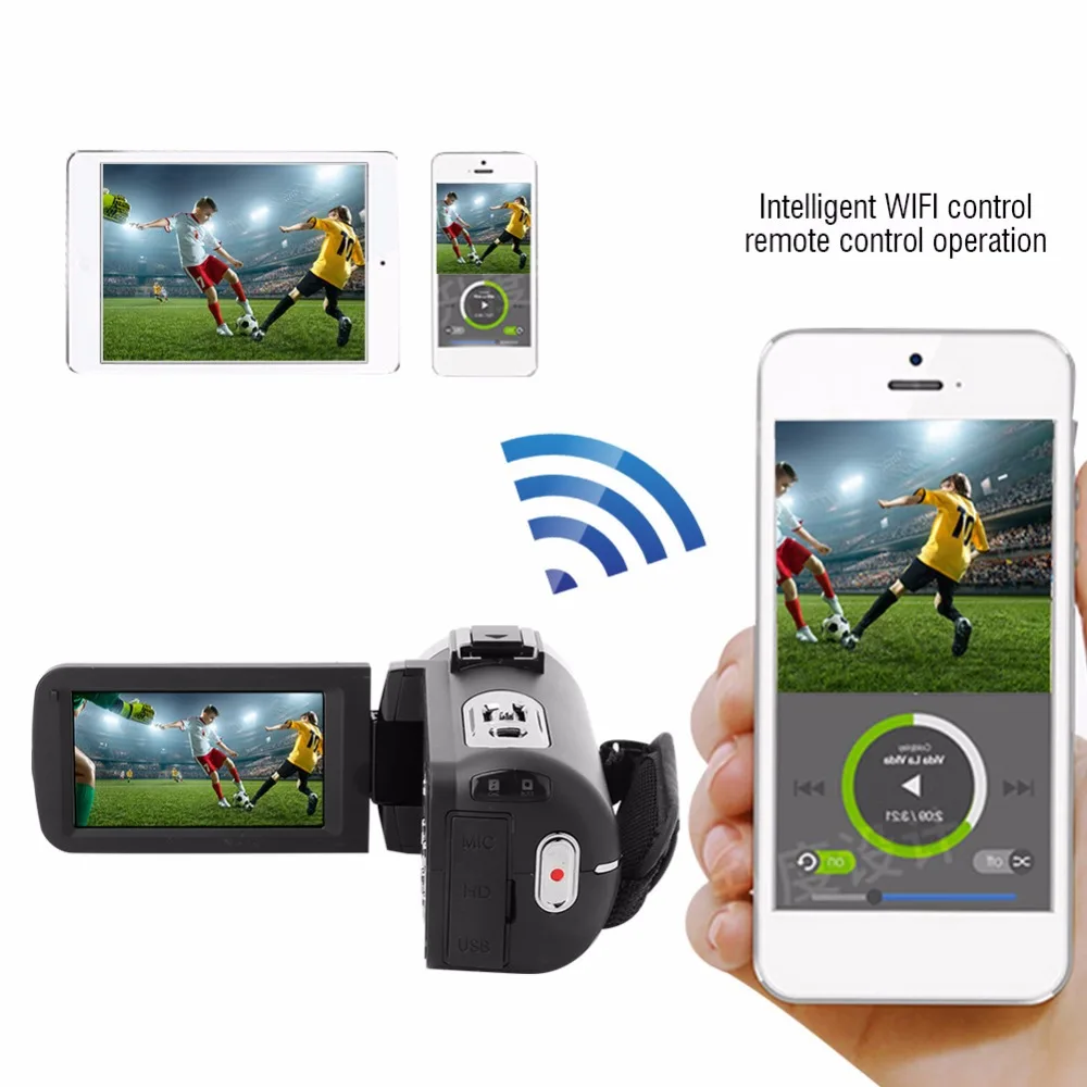 3 дюйма 4K HD видео Камера Wi-Fi Ночное видение 16x Zoom ультра-hd Сенсорный экран Цифровая видеокамера Камера комплект с пультом дистанционного управления Управление