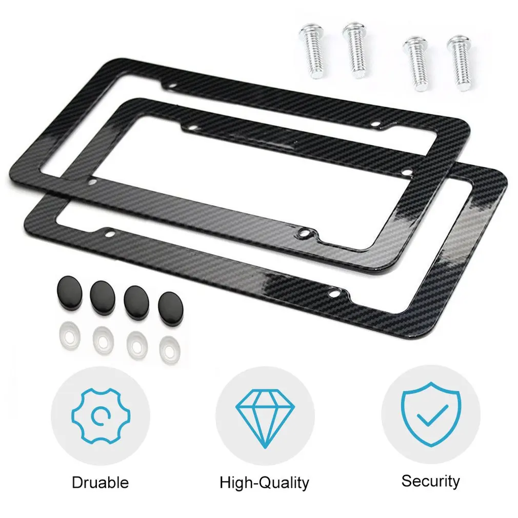 

Universal 2pcs License Plate Frame Carbon Fiber Plastic License Plate Frame Bracket with Standard Screw Kits