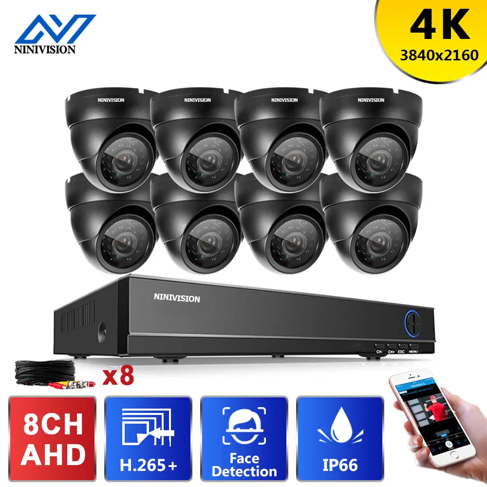 

Система видеонаблюдения 4K Ultra HD, 8 Мп, 8 каналов, H.265, DVR, 40 м, ИК Ночное Видение, наружная водонепроницаемая система видеонаблюдения, комплект