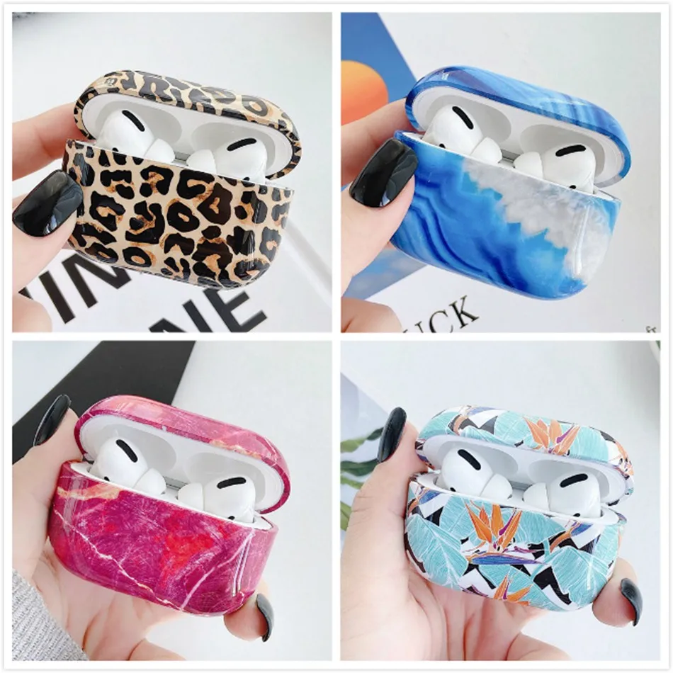 Earphone Case For Apple Airpods Pro Marble Flower Hard Cover Air Pods 3 Headphone Earpods Charging Box Clear | Электроника