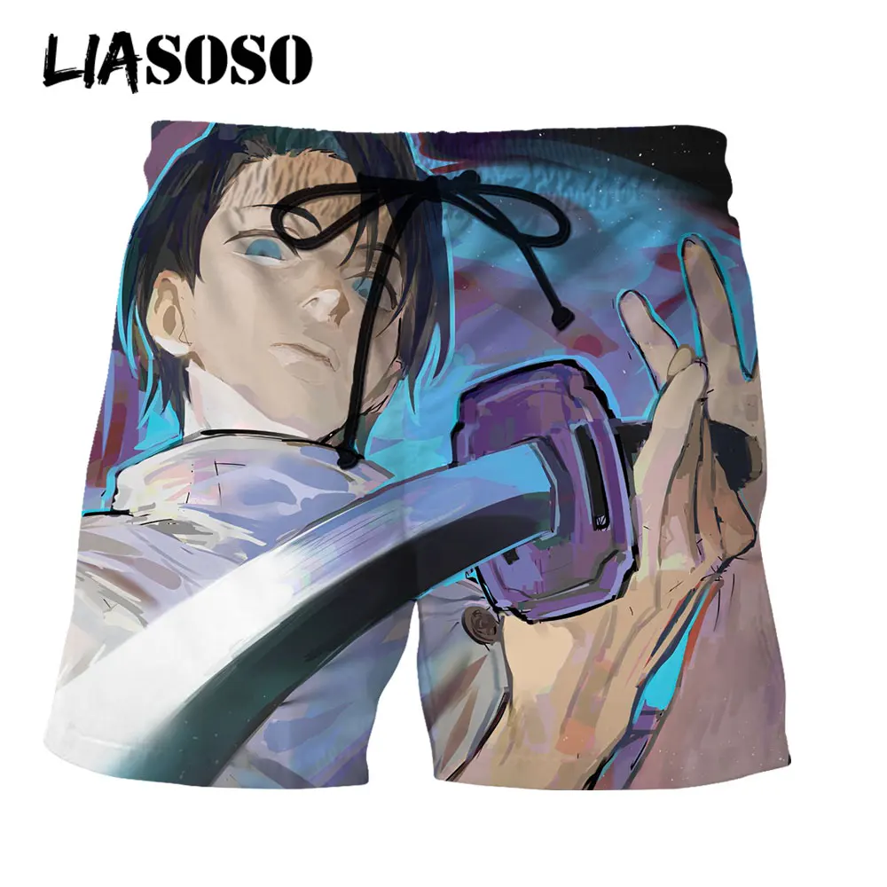 

LIASOSO Anime Shorts Jujutsu Kaisen Manga Sword Beach Shorts Swimming Boardshorts Casual Pants Men Women 3D Print Style Fashion