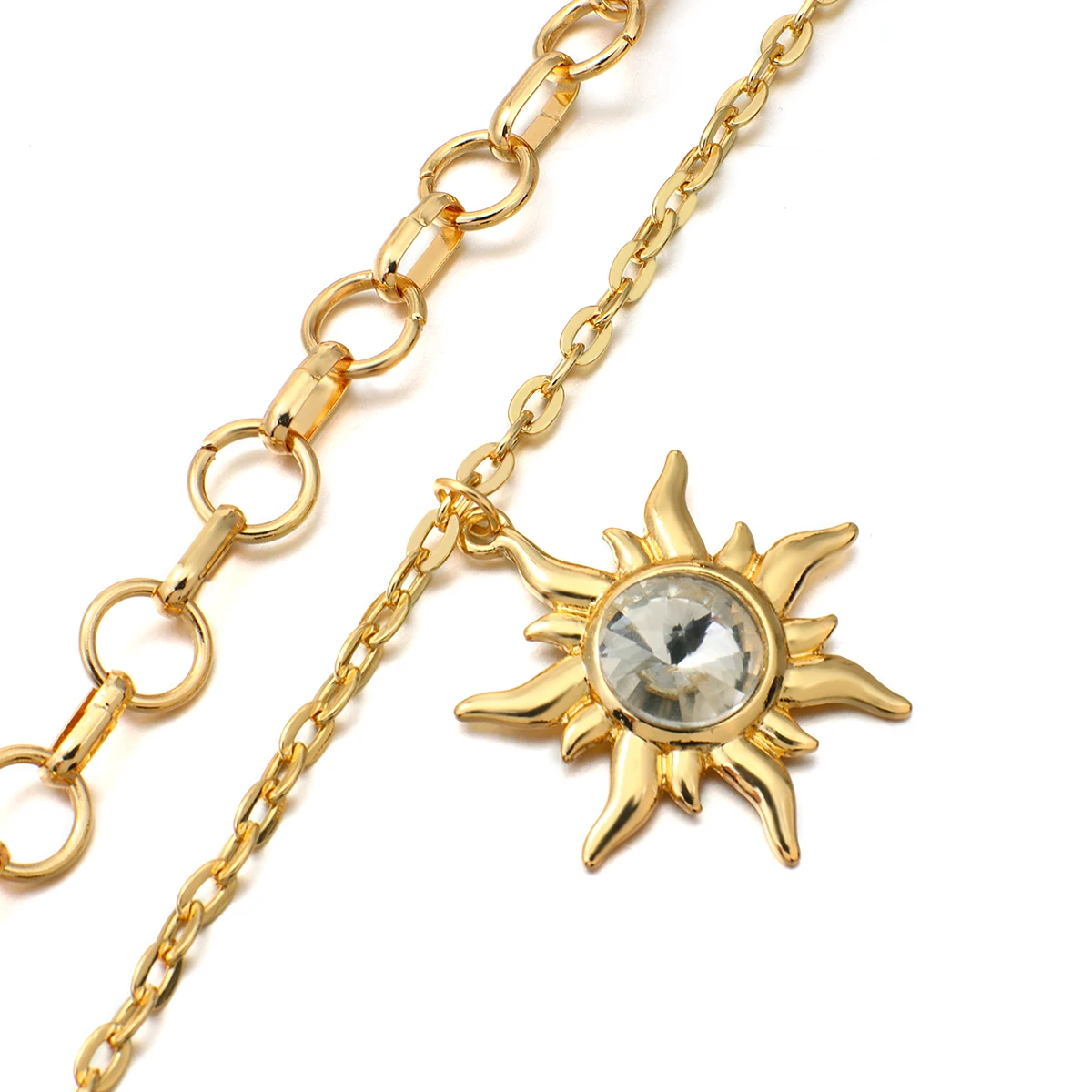 Lifefontier в богемном стиле двойной слой кристаллов солнце Кулон Колье Бохо золото
