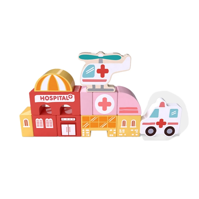 

115Pcs Wooden Scene City Building Blocks Children's Parent-Child Interaction Early Education Educational Toys