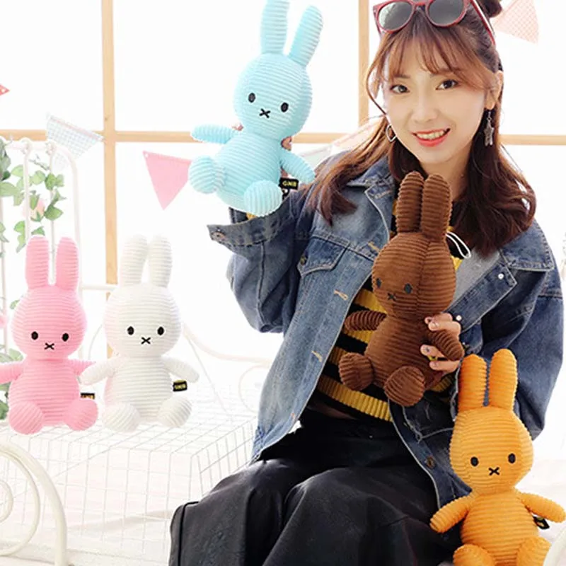 

1Pcs PP Plush Cute Rabbit Toys Solid Color Stripe Rabbit Soft Plush Doll Toys Nice Gift for Girl Friend Home Decoration