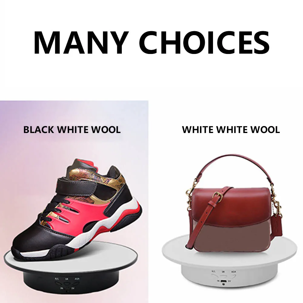 

Rotating Display Stand 3 Speed Adjustable Rotating Electric Mirror Turntable for Photography Jewelry Shows Battery/USB Power