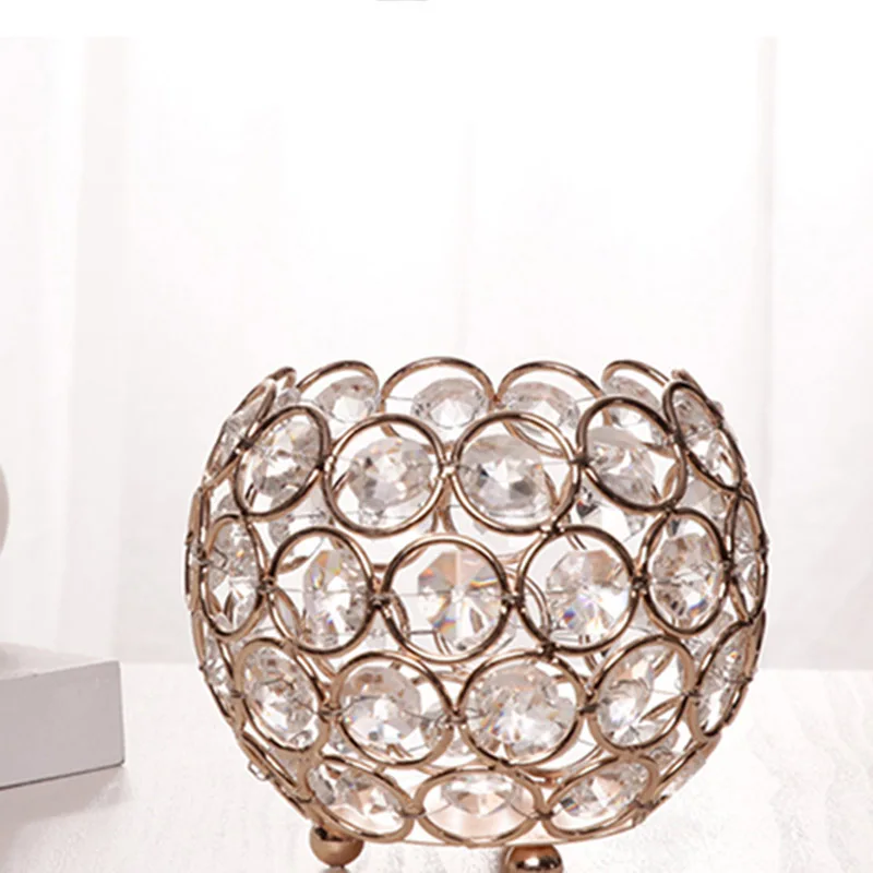 Горящая Золотая кристальная чаша подсвечники для свадьбы кафе украшения стола