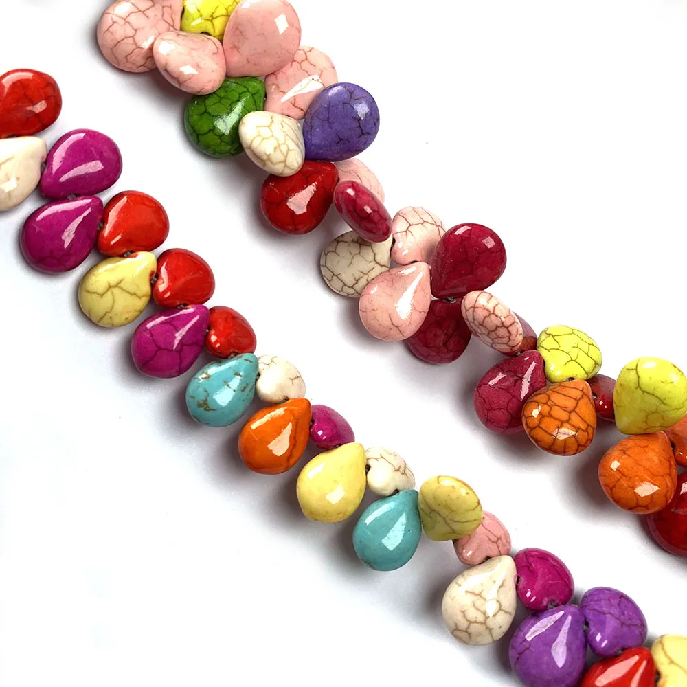 

Natural Semi-precious Stones Turquoise Cross Hole Melon Seed Shape Mix-color for Jewelry Making Necklace Earrings Bracelet Gift