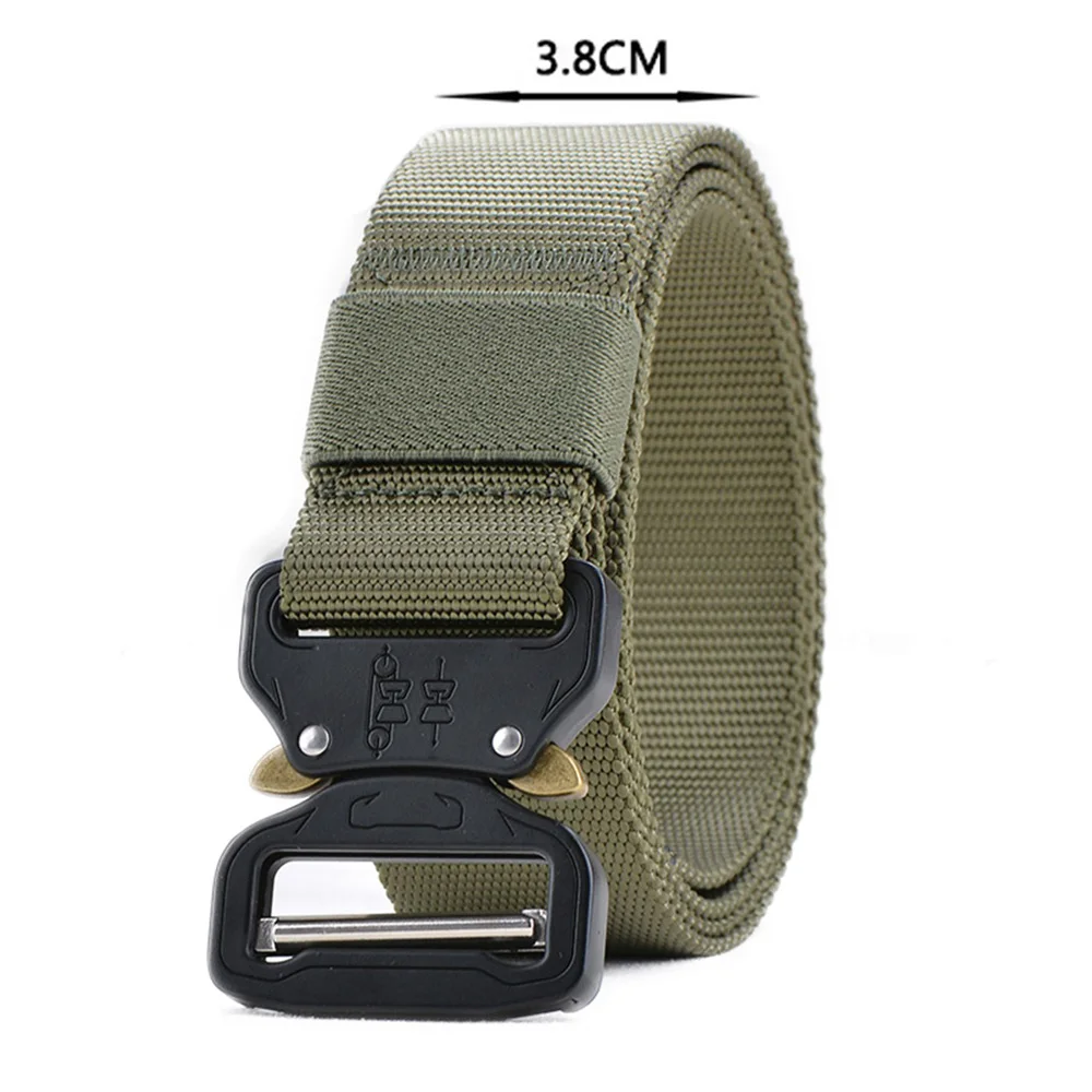 Army green 3.8cm Военный тактический ремень армейский нейлоновый ремень с металлической пряжкой Для Мужчин Cinturon сверхмощный ремень для широкой талии охотничьи тренировочные аксессуары Cinto - Color: Army green 3.8cm