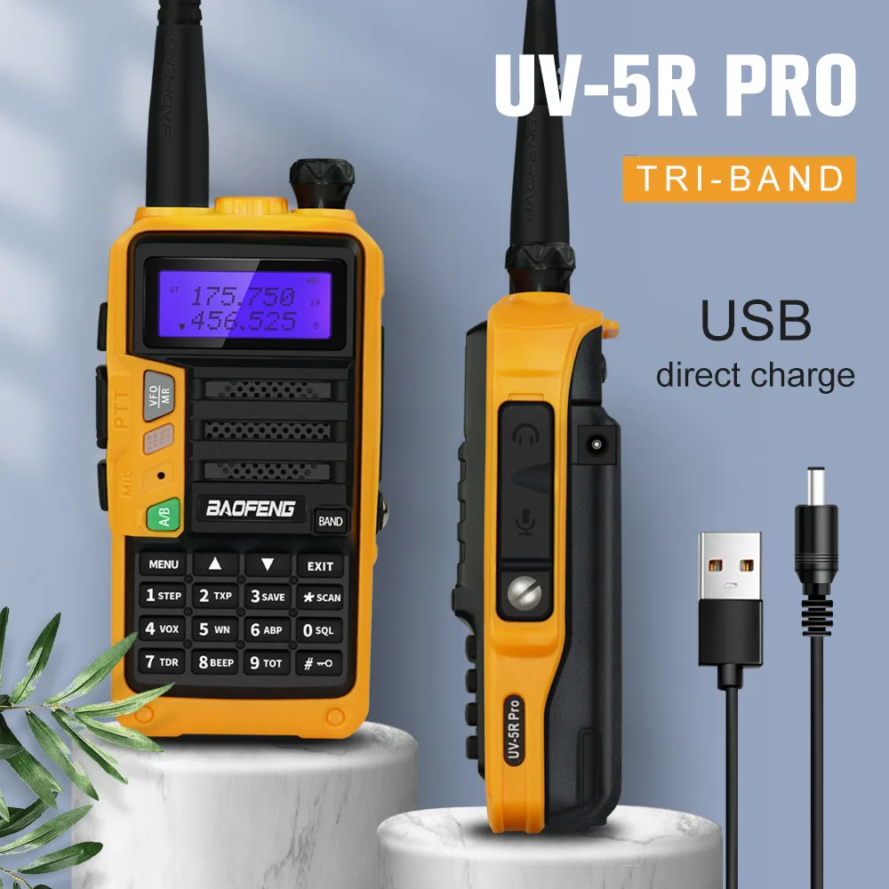 BaoFeng трехдиапазонное UV 5R Pro иди и болтай Walkie Talkie 8 Вт двухстороннее радио 220 260 МГц HF