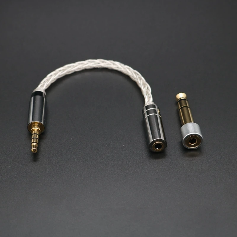 Ceny IvipQ 8-core Sterling Silver Kabel Adapter 4.4mm Do 2.5mm/ 3.5mm Wyważone Kobiet Dla ZSX C12 ZSN V90 BA5ZS10 Pro