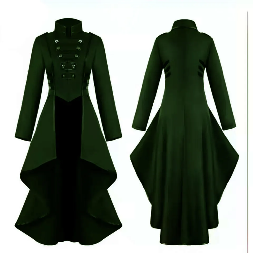 

Women's Retro Medieval Costumes Gothic Tailcoat Steampunk Jacket Stand Collar Lady Victorian Coat Halloween Party Adult Tuxedo