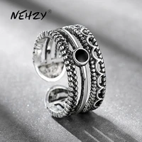 nehzy 925 sterling silver ring fashion woman jewelry retro simple thai silver crystal adjustable original hot sale new ring