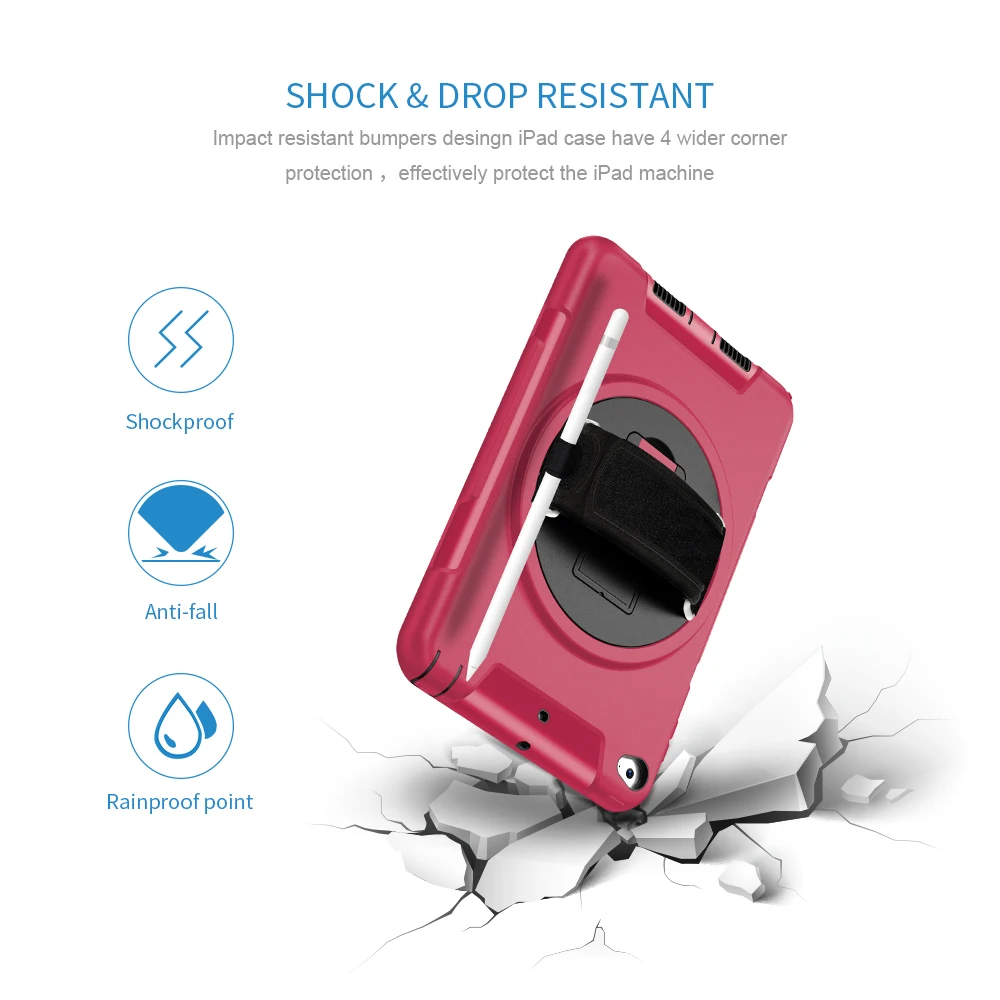 Для iPad Mini 4 5 чехол с держателем ручки защитный 360 Вращающаяся Стойка + плечевой