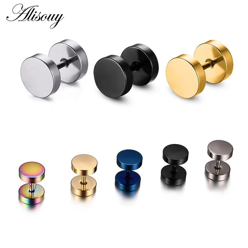 3~16mm Fake Piercing Tunnels Black Surgical Steel Fake Plug Cheater Ear Plugs Gauge Earring Body Jewelry Falso Plug Stretching
