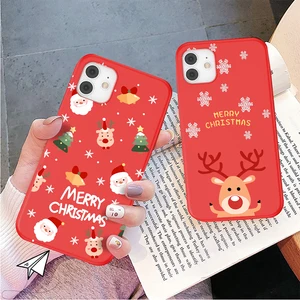 uigo cartoon christmas phone case for iphone 13 11 12 pro max 7 8 6 6s plus 12 santa claus lovely cover for iphone xr x xs se free global shipping