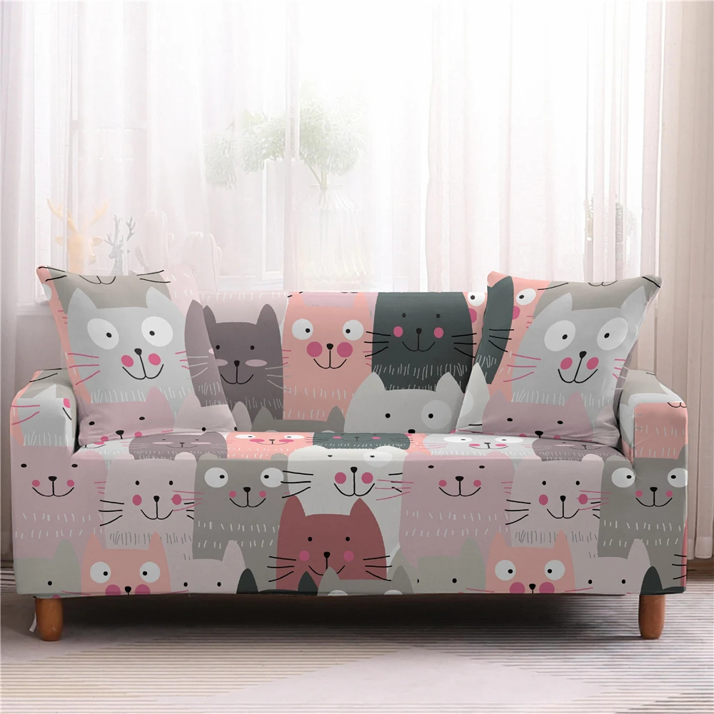

Lovely Elastic Cats Sofa Cover for Living Room Armchair All Inclusive Stretch Couch Cover Non-slip Slipcover 1/2/3/4 Seater