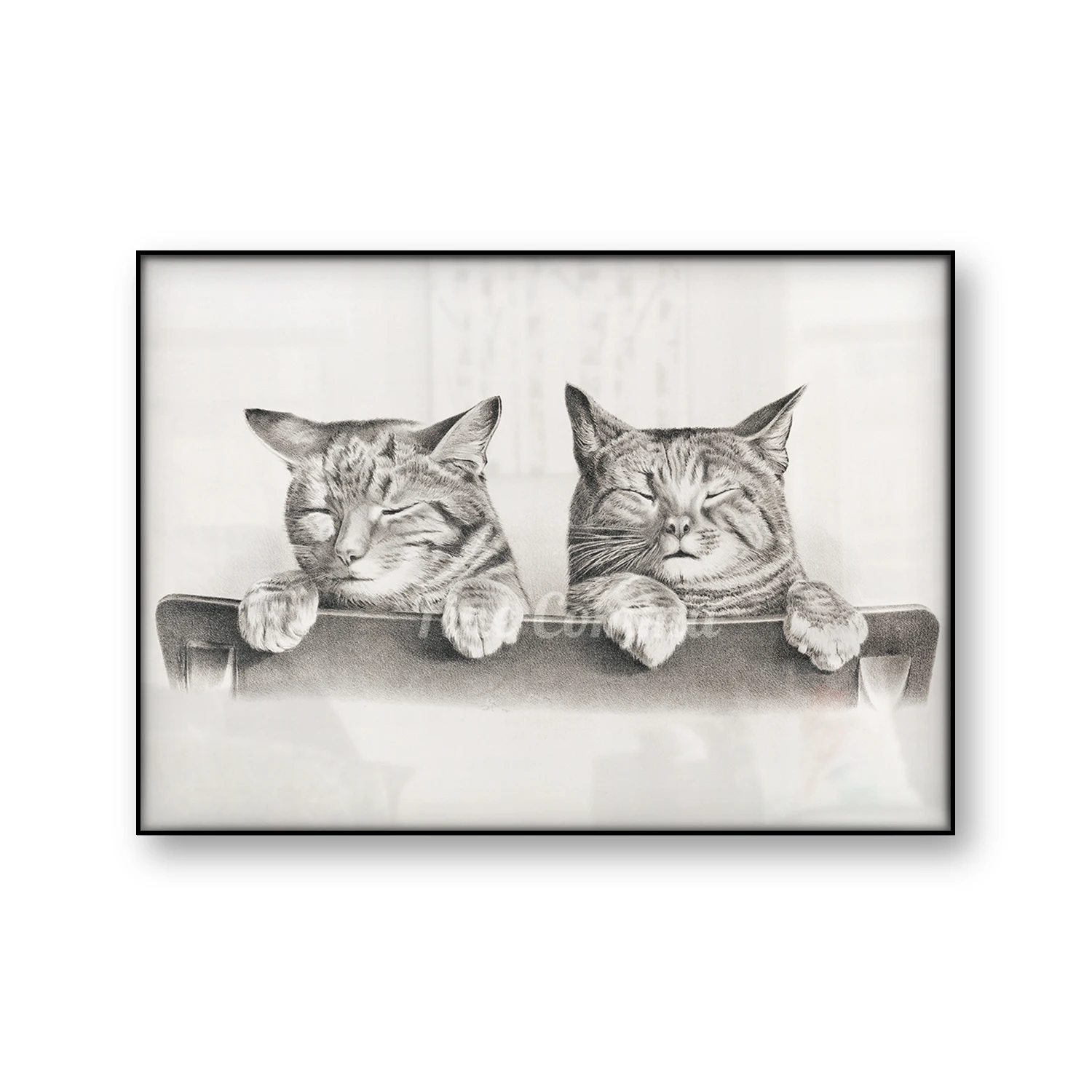 

Sleeping Cat Poster Vintage Cat Art Kitten Sketch Antique Cat Illustration Canvas Painting Print Wall Decor Room Decoration Art