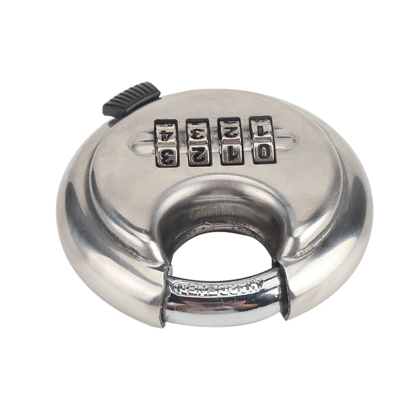 

4-Digit Combination Security Round Padlock Resettable Lock Heavy Duty Stainless Outdoor Shed Locker