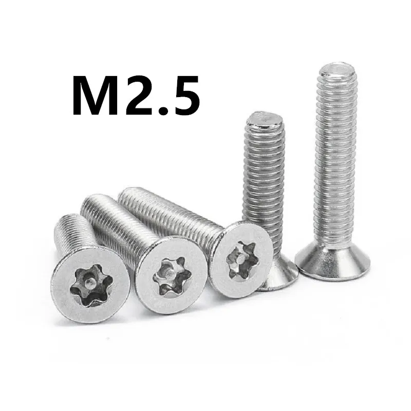 

200pcs/lot M2.5x4/5/6/8/10/12mm Stainless steel countersunk head torx with pin screw anti theft safety security screws