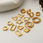 Простые классические серьги-кольца из нержавеющей стали для женщин, трендовые серьги золотого цвета с кристаллами, круглые серьги с пряжкой, ювелирные аксессуары