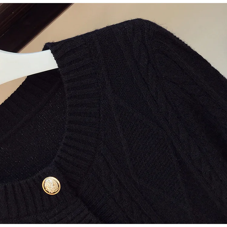 

BacklakeGirls 2021 Autumn Winter Women Dress Elegant V-Neck Short Knit Dress Female Warm Button Stretch Bodycon Sweater Dresses