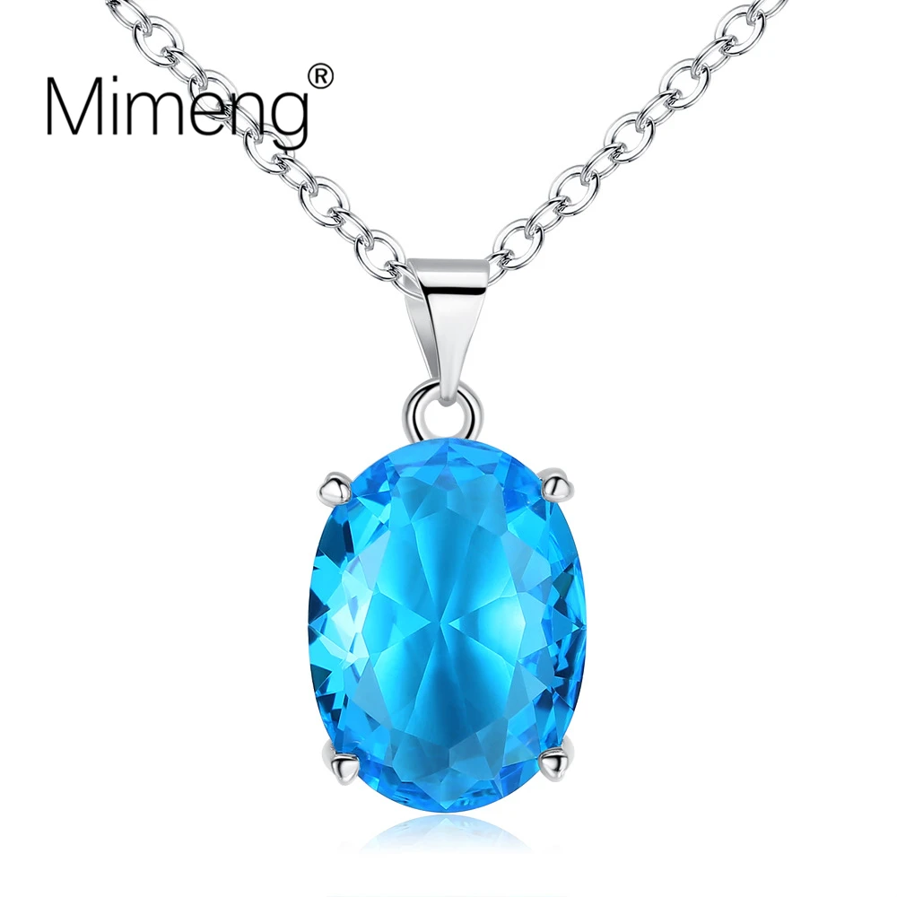 Mimeng Классическая Подвеска на ожерелье небесно голубой полудрагоценный камень