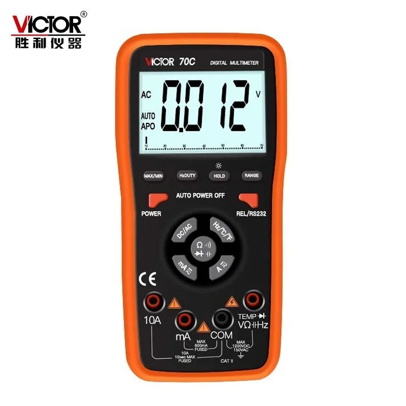

Цифровой мультиметр VICTOR VC70D 3 5/6 A, сопротивление, емкость, частота 60000 мкФ, Автоматический диапазон, умный измеритель, дисплей с подсветкой