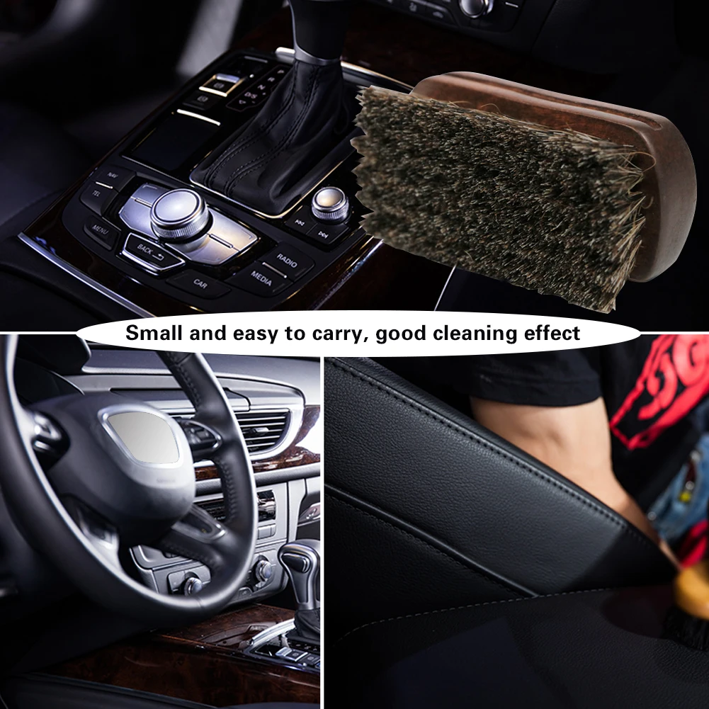 Horse Hair Leather Textile Cleaning Brush for Car Interior Apparel Accessories Shine Polishing Brush Auto Wash Cleaner Tool enlarge
