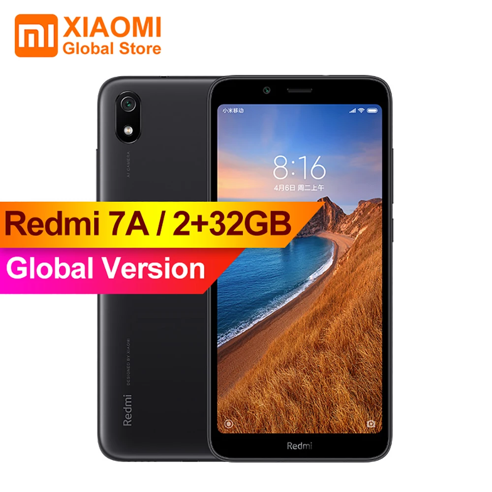 Глобальная версия смартфона Xiaomi Redmi 7A 7 A 2 Гб 32 ГБ Восьмиядерный 4000 мАч длительный