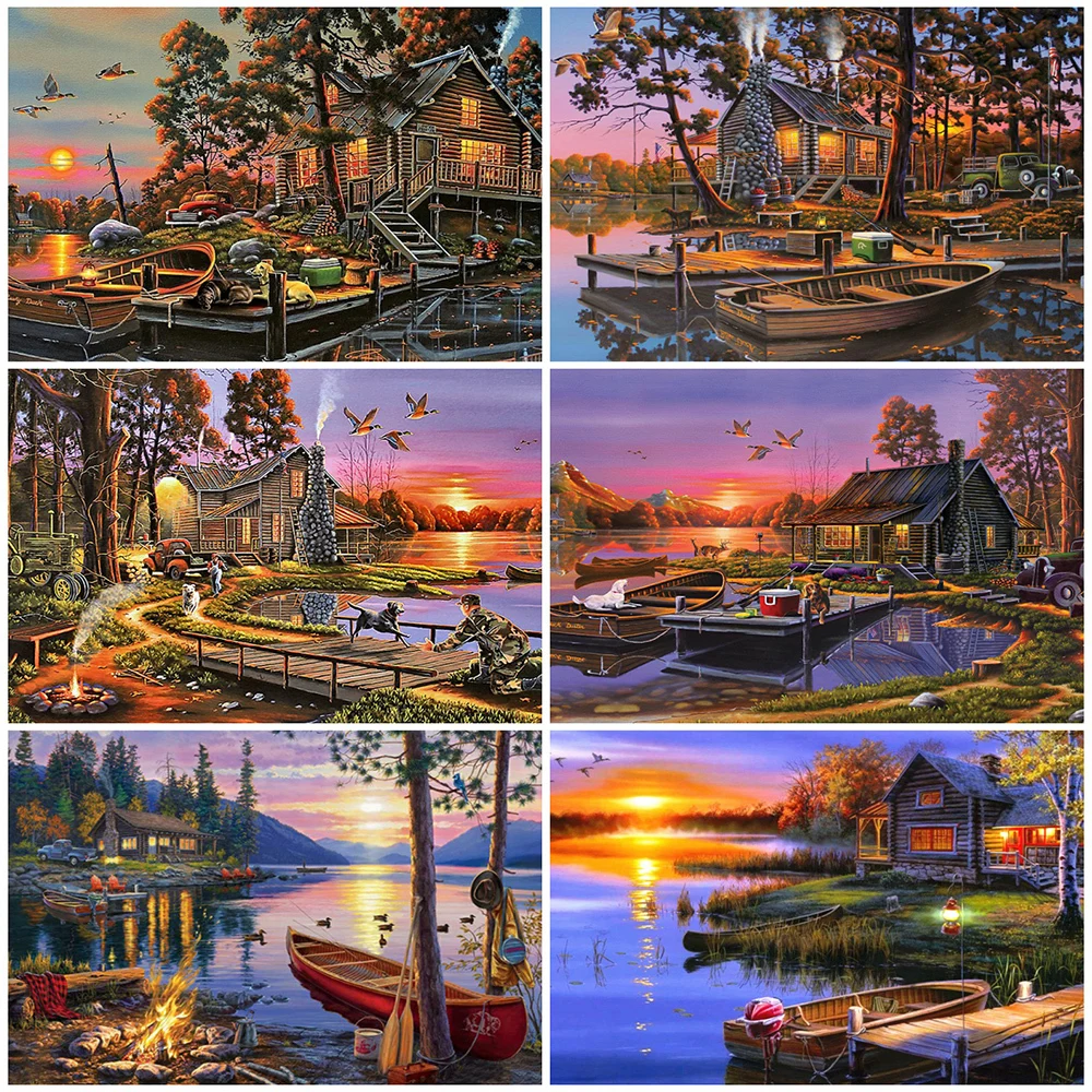 Алмазная 5d Вышивка сделай сам пейзаж мозаика алмазная живопись Lakeside маленькая