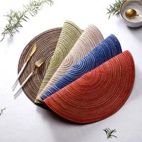 5pcs tableware mat insulation pads manual textile nonslip placemat solid round design coffee cup steak plate placemat
