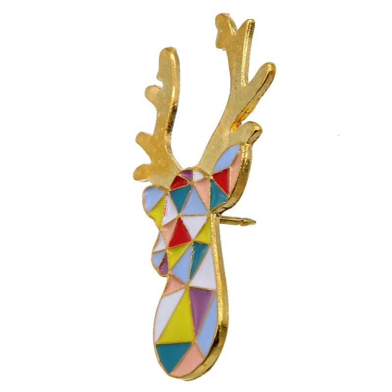 Оптовая продажа большая женская и мужская эмалированная брошь в виде оленя из