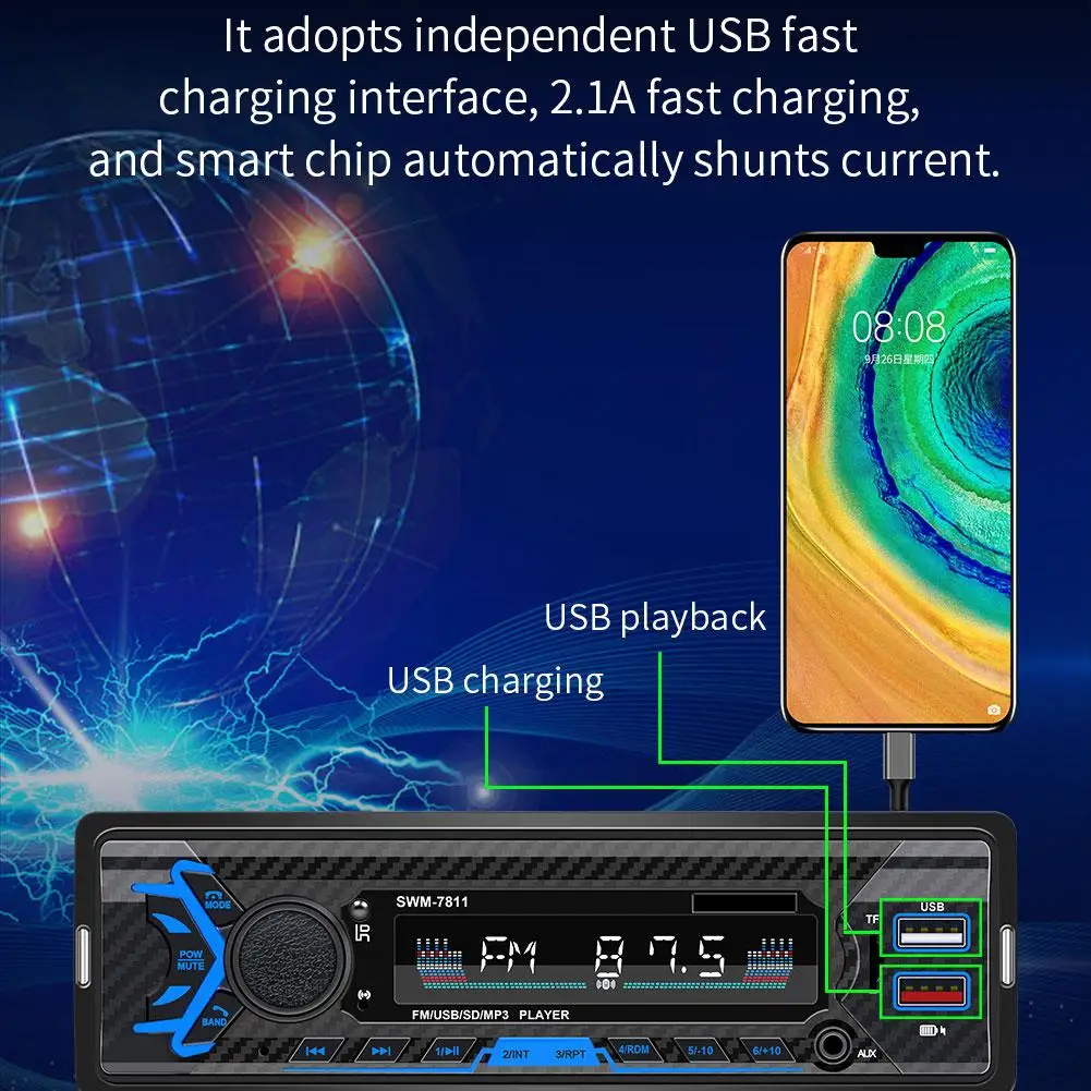 Автомобильная стереомагнитола с MP3-плеером мультимедийный плеер на руль 12 В