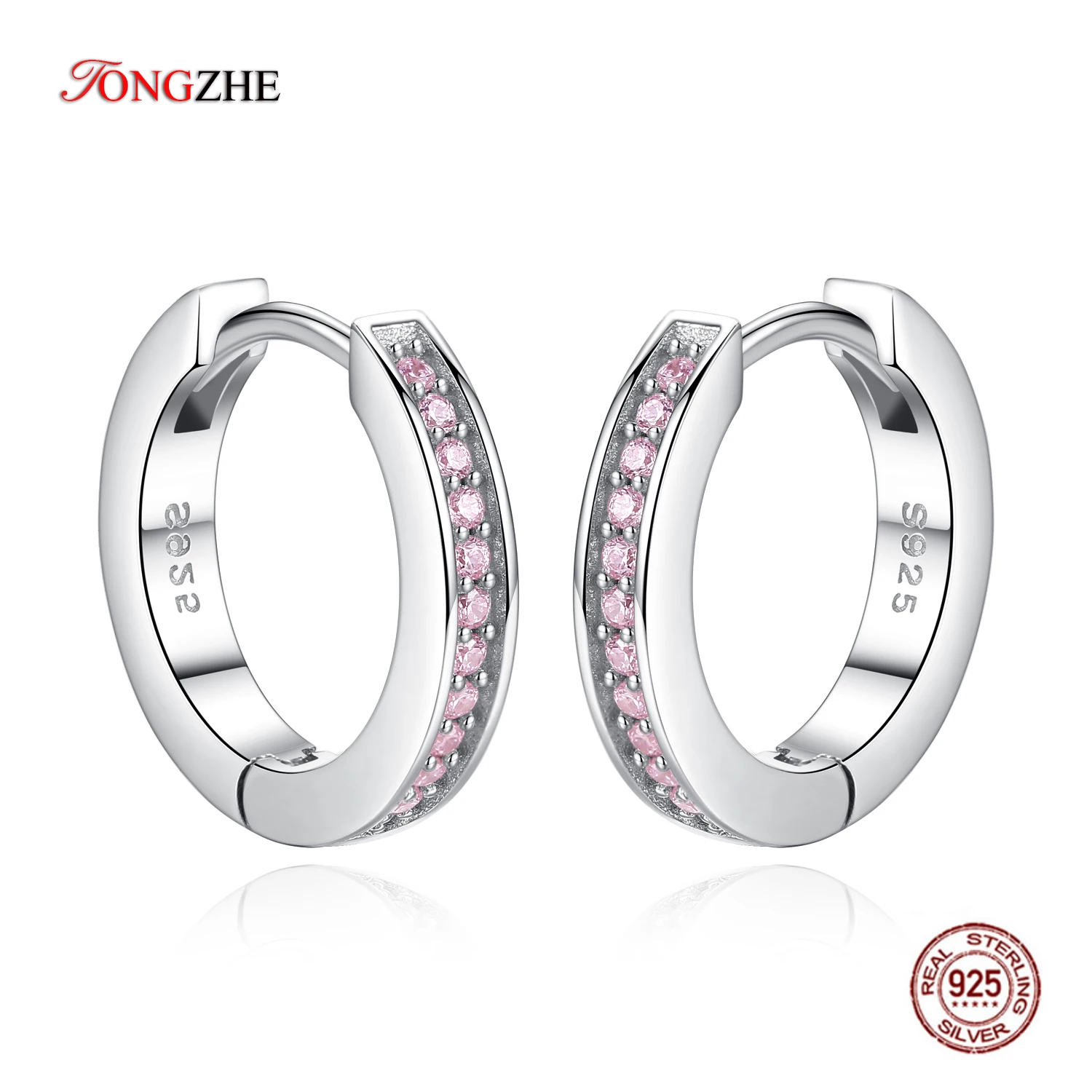 TONGZHE 100% Стерлинговое Серебро 925 пробы простой белый золотой цвет розовый CZ