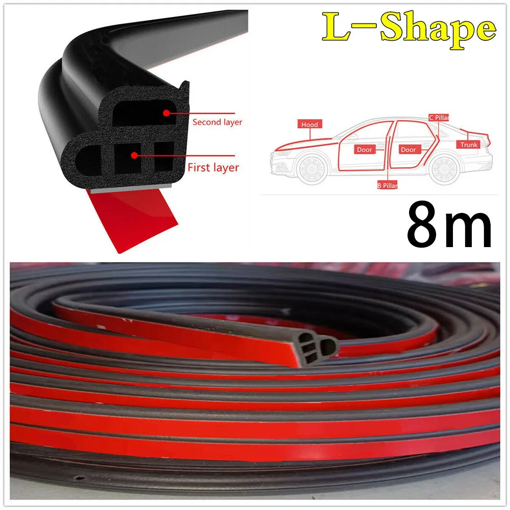 

26Ft Car Door Rubber Seal Strip EPDM Rubber Hood Moulding Trim Universal