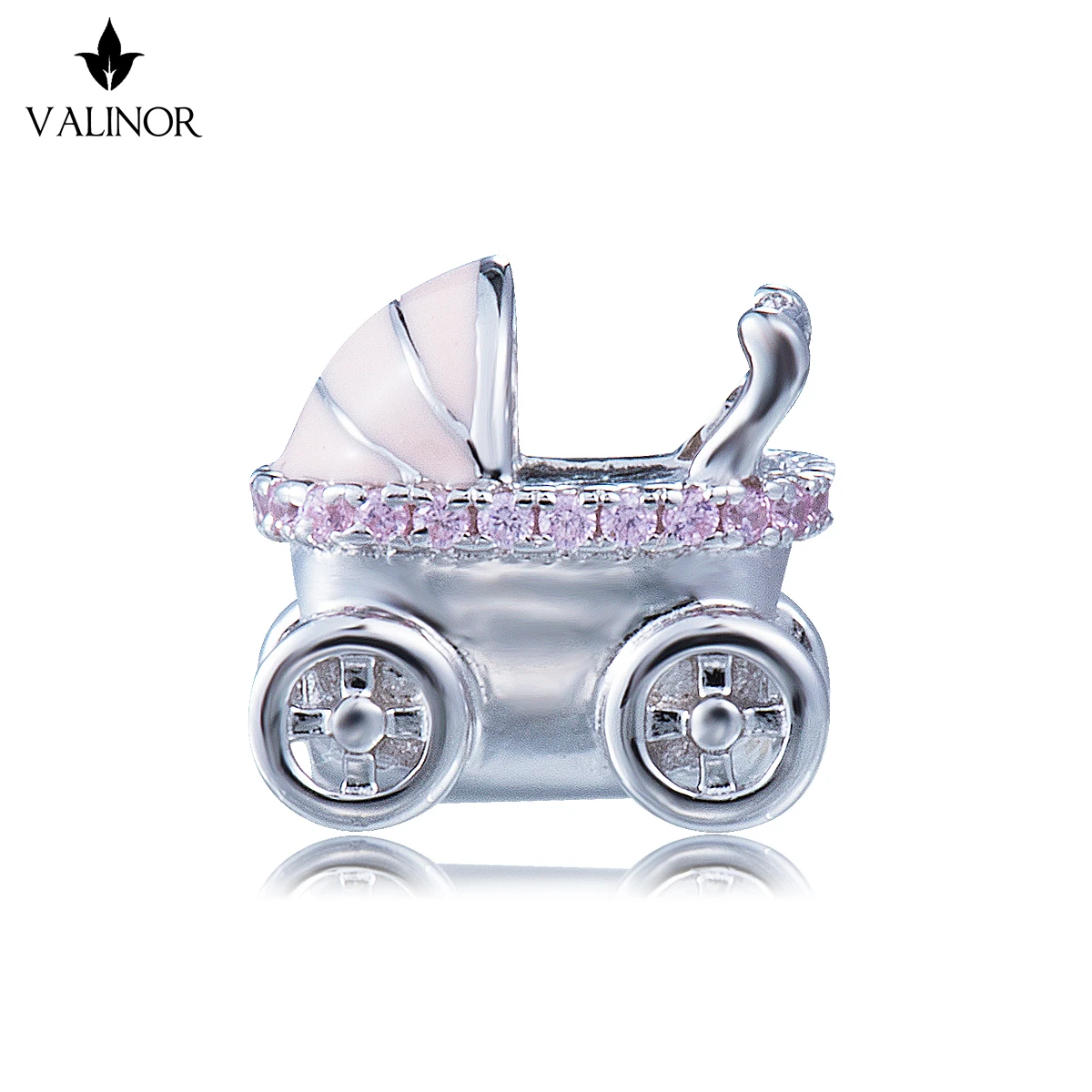 Видео! Розовая детская коляска серебряные бусины 925 пробы Подвески fit Браслеты