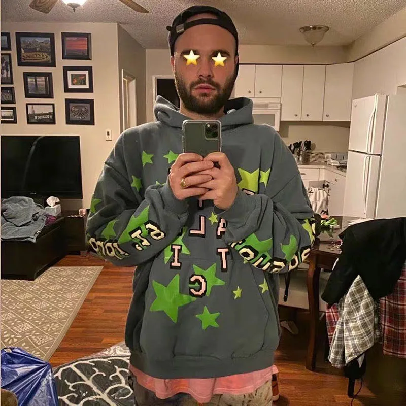 

1:1 Fluorescent Green Stars CPFM.XYZ Hoodie Men Women Kanye Reflective Plant Flea Market Kid Cudi Enter Galactic Sweatshirts