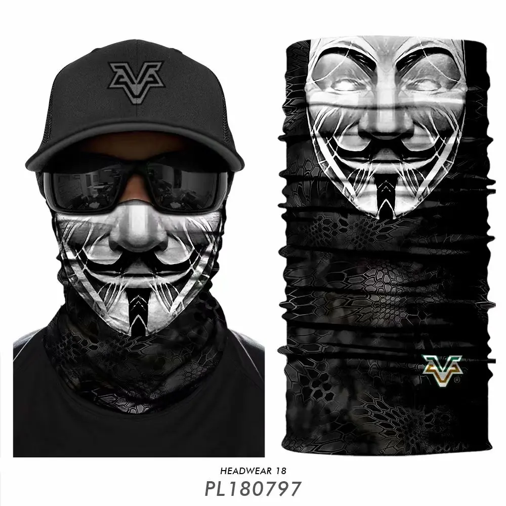 

3D Camouflage Headband Braga Cuello Outdoors Neck Buffs Joker Anonymous Seamless Bandana Skull Motorcycle Face Mask Winter Scarf